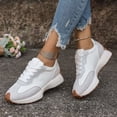 thumbnail image 3 of Rokment Womens Platform Walking Running Shoes Comfortable Vintage Suede Color Block Lace up Orthopedic Skate Tennis Fashion Sneakers White Size 8, 3 of 6