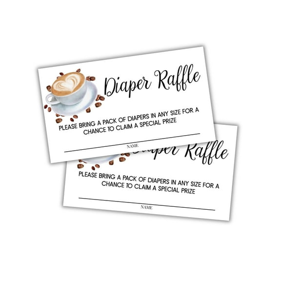 Coffee Brewing Diaper Raffle Baby Shower 50pk 2x3.5 Bring Any Size for Chance to Win Invitations Brew Tower Books For Game Belly Advice