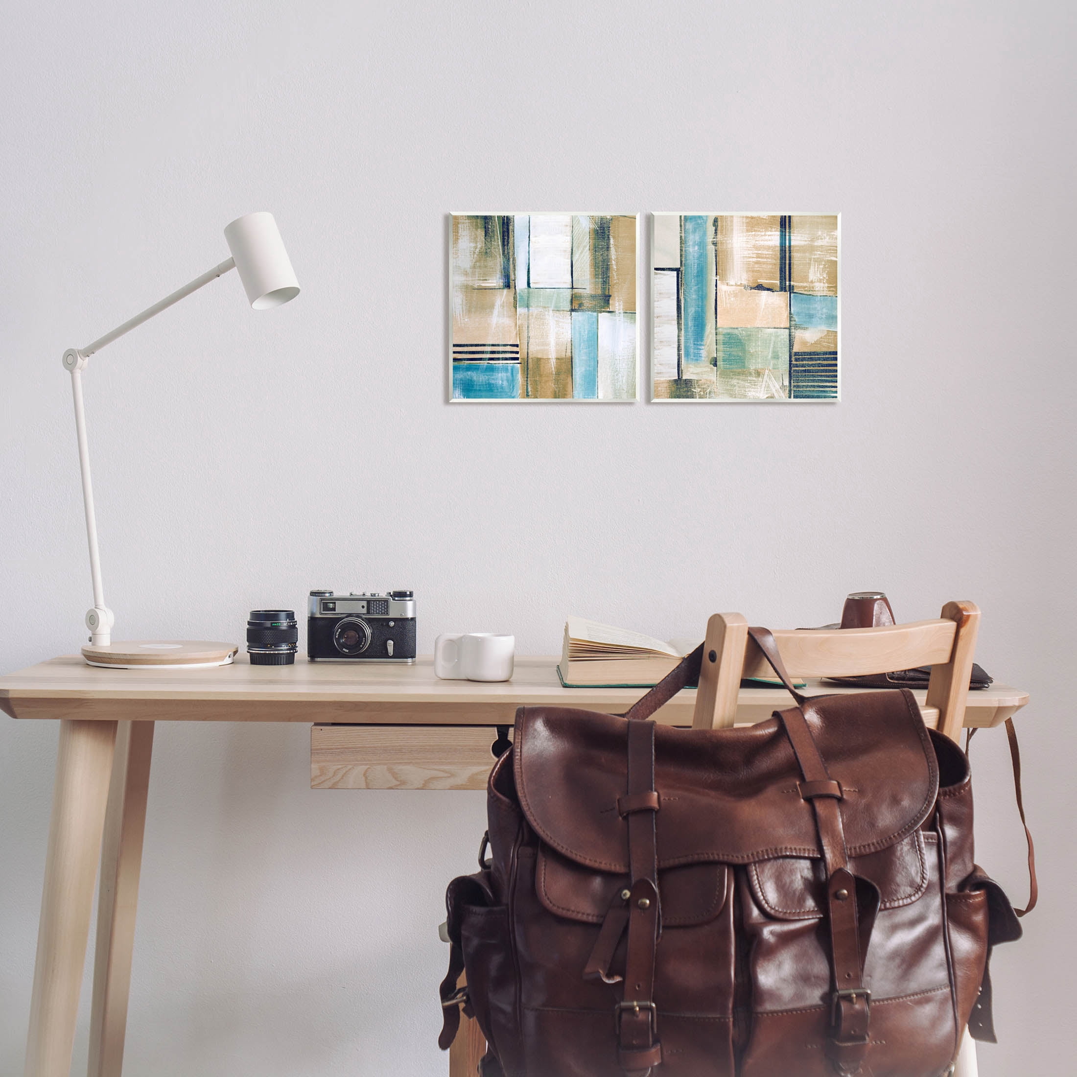 Contemporary Geometric Neutral Tones Abstract Graphic Art Unframed Art Print Wall Art, Set of 2