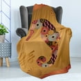 thumbnail image 4 of Animal Soft Flannel Fleece Throw Blanket, Ornamental Seahorse Creature with Floral and Stripe Lines Image, Cozy Plush for Indoor and Outdoor Use, 50" x 60", Multicolor, by Ambesonne, 4 of 5
