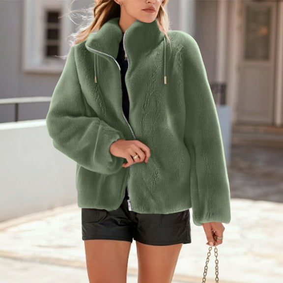 TrdSipl Fleece Zip Up Jacket Women with Pockets Oversized Long Sherpa Jackets Double Sided Fleece Fuzzy Jackets Thicken Warm Down Teddy Coat