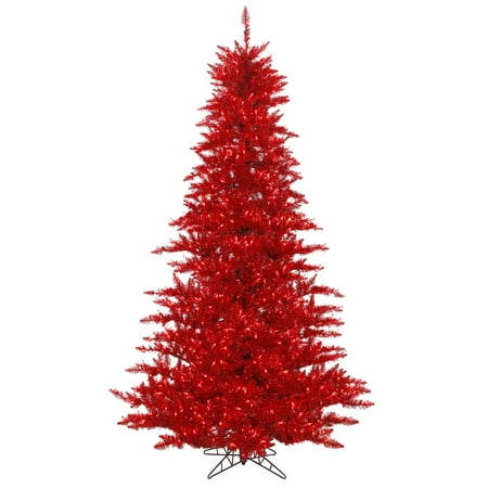 Tinsel Lead Design - Vickerman 3' Tinsel Red Fir Artificial Christmas Tree with 100 Red LED Lights