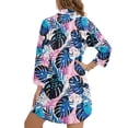 thumbnail image 2 of Xoenoiee Tropical Monstera Palm Leaves Print Swimsuit Coverup for Women Casual V Neck Bathing Suit Cover Ups Button Down Beach Bikini Swimwear Cover up Dress Shirt, 3XL, 2 of 7