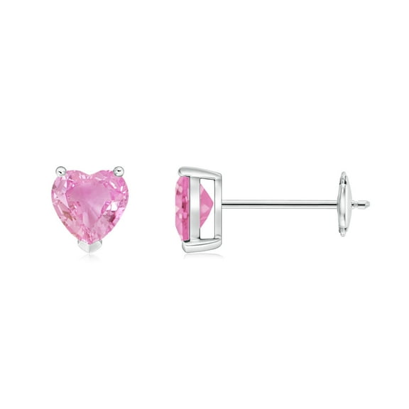 ANGARA Natural 1.1 ct Pink Sapphire Solitaire Heart Stud Earrings in 14K White Gold for Women (Size-5mm) | September Birthstone, Anniversary, Jewelry Gift for Women | Natural Pink Sapphire Earrings