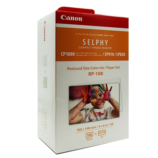 Imprimante photo compacte Canon Selphy CP1300 noire + kit d'encre et de  papier couleur haute capacité Canon RP-108 