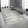 thumbnail image 1 of Tapis Rectangulaire Lavable Motif Médaillon Bleu & Crème 4 x 6 Pieds, 1 of 1