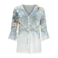 thumbnail image 3 of Cilsoka Blouses for Women Dressy Casual Summer, 3/4 Sleeve Womens Tops Bohemia Flower Summer Button Down Shirts Lightweight Cardigans Bell Sleeve T Shirts for Women, 3 of 4