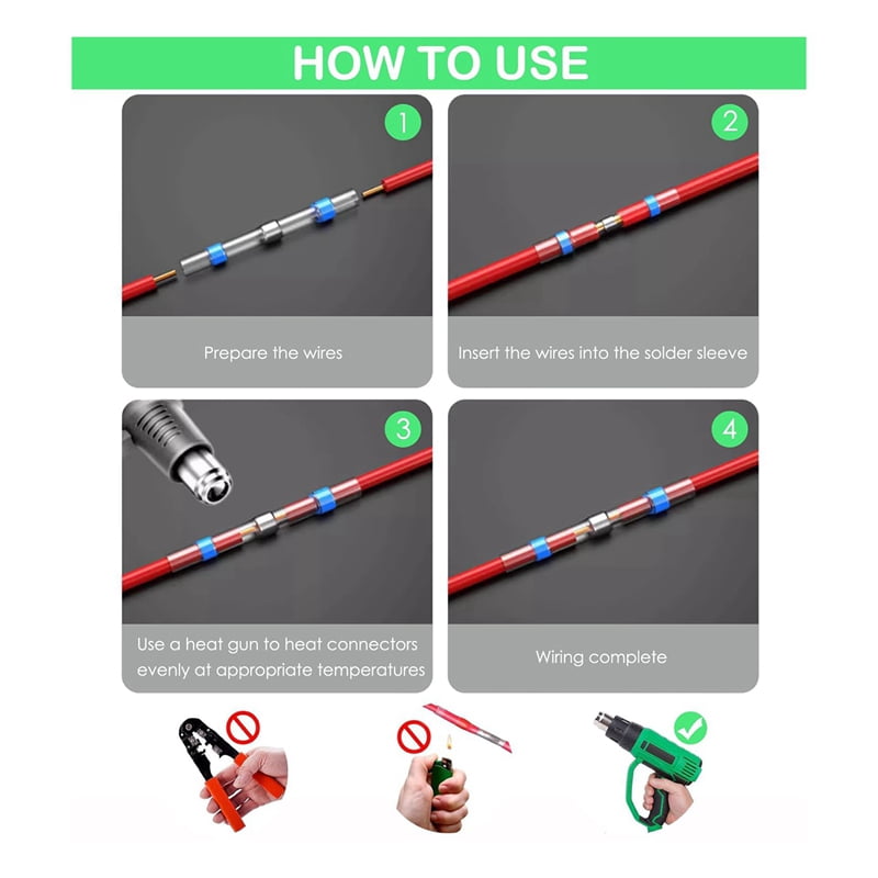 800pcs Solder Connectors with Heat Shrink Waterproof Electrical Docking Joints for Sealing Wire Connections Terminal