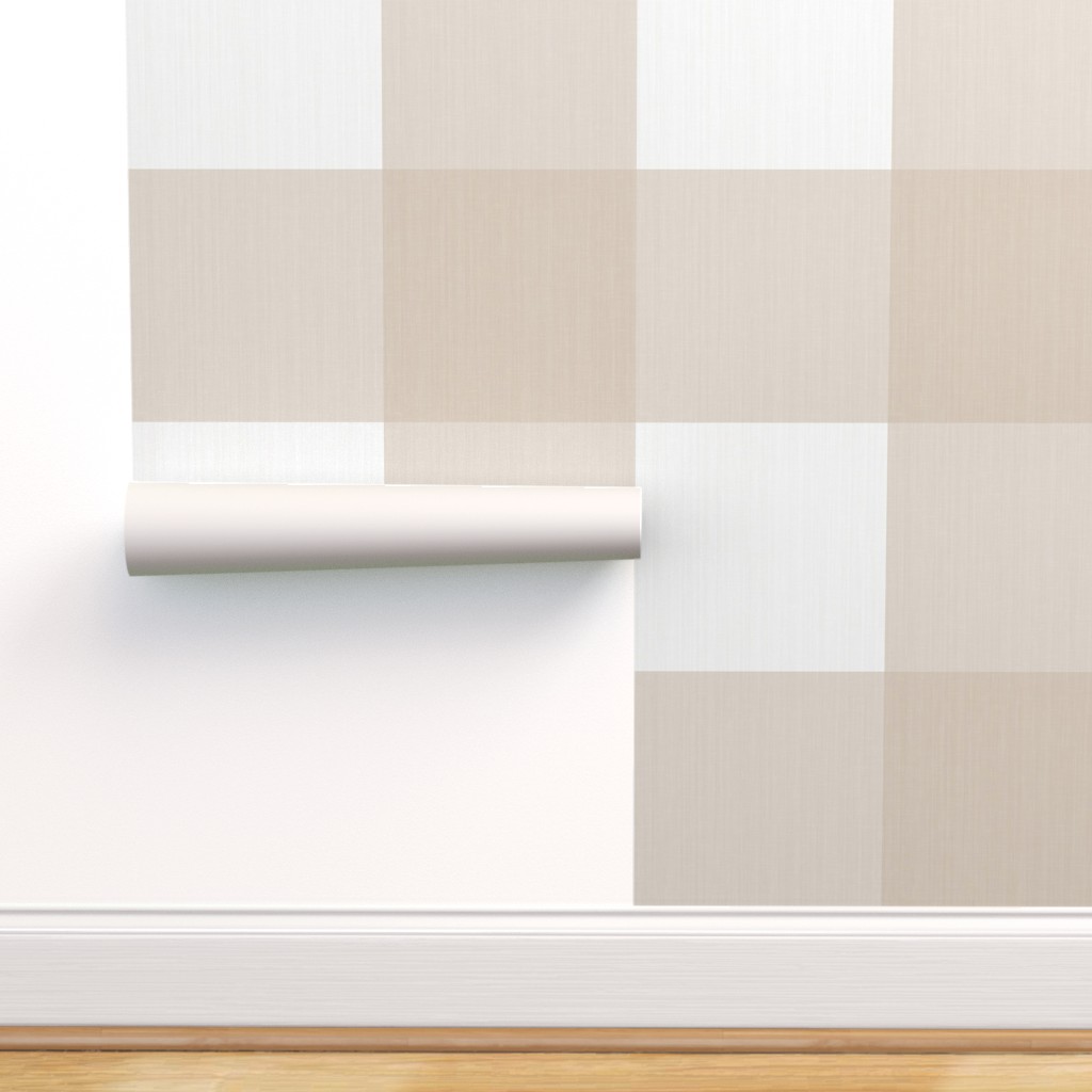 Peel-and-Stick Removable Wallpaper Buffalo Check Bisque Beige Gingham