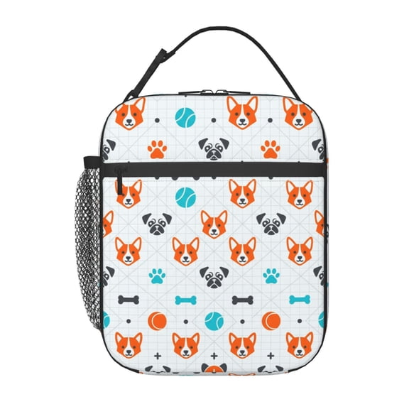 Dog Lunch Box For Women Men, Insulated Reusable Lunch Bag, Thermal Lunch Tote For Office Work Travel, Patterned Dog Cooler Bag, Portable Food Carrier