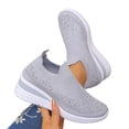 thumbnail image 4 of Miluxas Women Wide Width Breathable Walking Comfortable Slip on Sneakers,Non Slip Arch Support Slip on Shoes Gray 7(39), 4 of 9