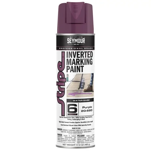 17 oz Seymour 20-680 Purple Stripe 6-Series Professional Grade Water-Based Inverted Ground Marking Spray Paint
