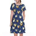 thumbnail image 1 of Disketp Funny Chicken para Vestido de Manga Corta para Mujeres, Vestidos de Verano para Mujeres, Casual y Holgado para la Playa, 1 of 6
