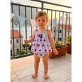 thumbnail image 3 of BemeyourBBs Newborn Baby Girl 4th of July Outfit Patriotic Independent Day Summer Clothes Blue Striped USA Star Printed Sleeveless Smocked Shirt Tank Vest Tops and Bloomers Shorts 2 Piece Set, 3 of 9