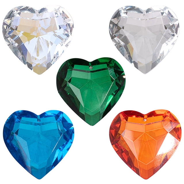 KAKOWELY 5 piezas de decoración colgante de cristal en forma de corazón, adorno de cristal para árbol colgante de cristal