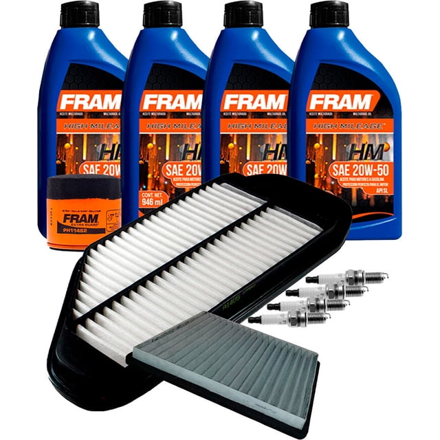 Kit De Afinación Con Aceite 20W50 Mineral, Bujías Iridio, Filtro De Aire, Filtro De Aceite Y Filtro De Cabina 11 Piezas Compatible con Chevrolet Spark L4 1.2L DE 2011 A 2017