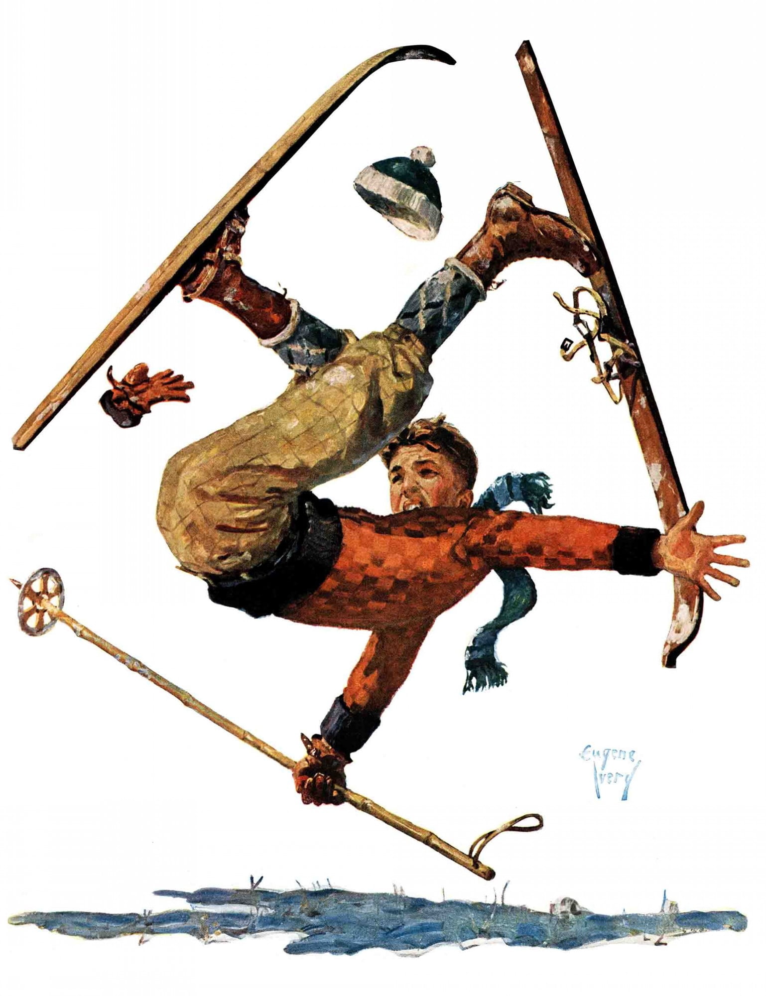 Marmont Hill Wipeout on Skis by Eugene Iverd Painting Print on Canvas