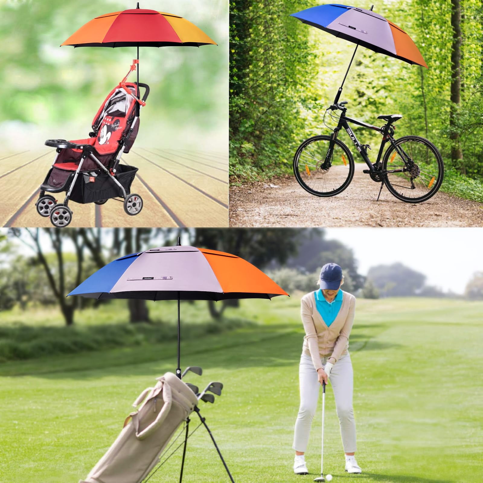 G4Free 47/54/62/68 Inch UV Protection Golf Umbrella Auto Open Vented Double Canopy Oversize Extra Large Windproof Sun Rain Umbrellas