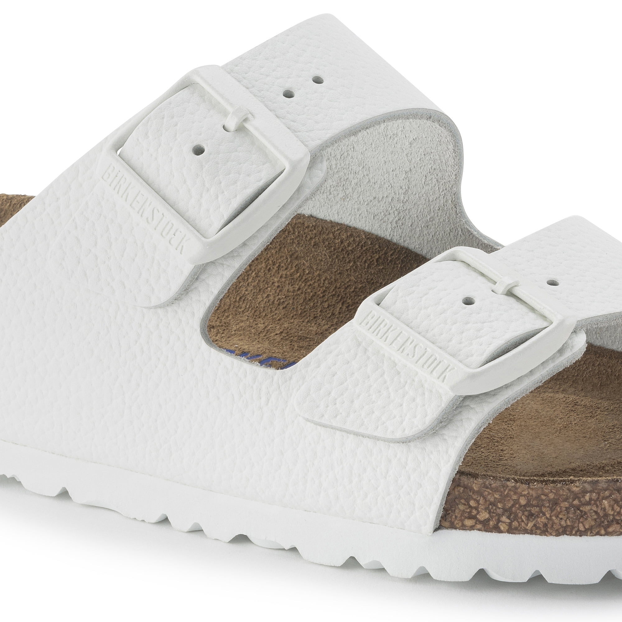 Birkenstock Arizona Soft Footbed White Leather Sandals – Unisex Two-Strap Slides with Contoured Cork-Latex Footbed Support