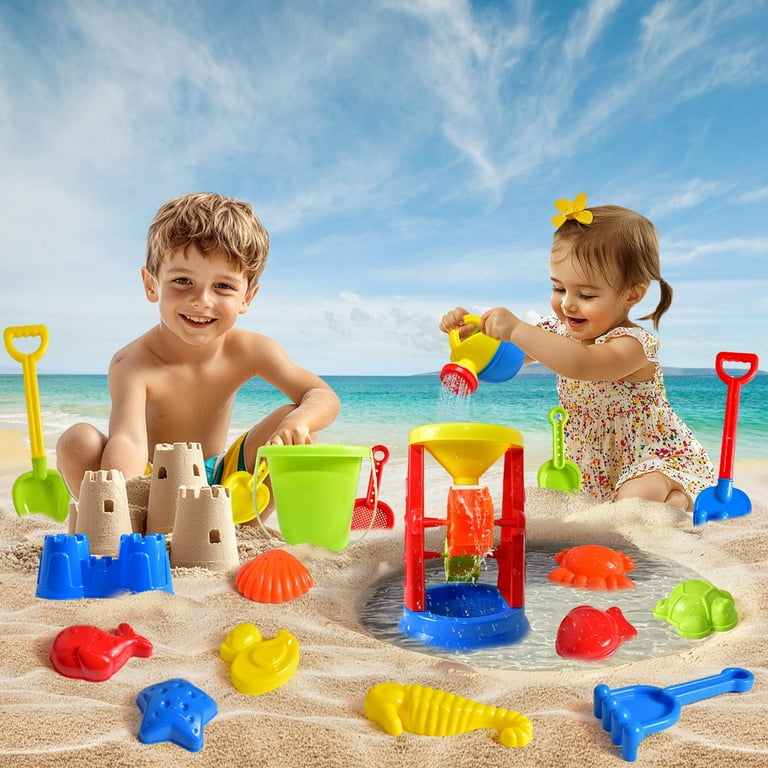 Fun Little Toys 19 Pcs Toddler Summer Play Sandcastle Building Kit