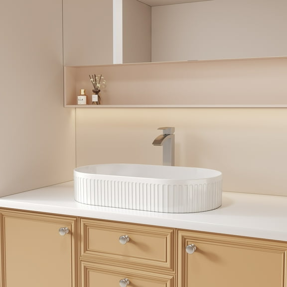Bothwa Home Modern Bathroom Vessel Sink – Stylish Above-Counter White Porcelain Sink, Durable Ceramic, Easy Top-Mount Installation