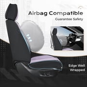 Coverado Black&Purple Car Seat Covers Full Set, Waterproof Premium Leather Front and Back Seat Protectors, Luxury Auto Interior Accessories, Universal Fit Most Cars Sedan SUVs Pick-up Trucks