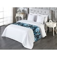 thumbnail image 3 of Floral Bed Runner, Watercolor Style Blooming Cold Colored Wild Flowers on Dark Background, Decorative Accent Bedding Scarf for Hotels Homes & Guest Rooms, King, Black Sky Blue and Grey, by Ambesonne, 3 of 3