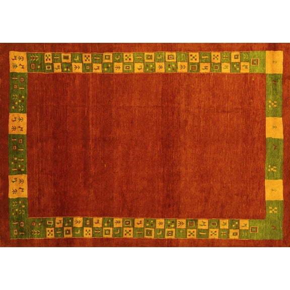 Ahgly Company Indoor Rectangle Abstract Yellow Contemporary Area Rugs, 5' x 7'