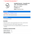 thumbnail image 2 of Headlight Connector - Compatible with 1964 - 1987 Chevy El Camino 1965 1966 1967 1968 1969 1970 1971 1972 1973 1974 1975 1976 1977 1978 1979 1980 1981 1982 1983 1984 1985 1986, 2 of 2