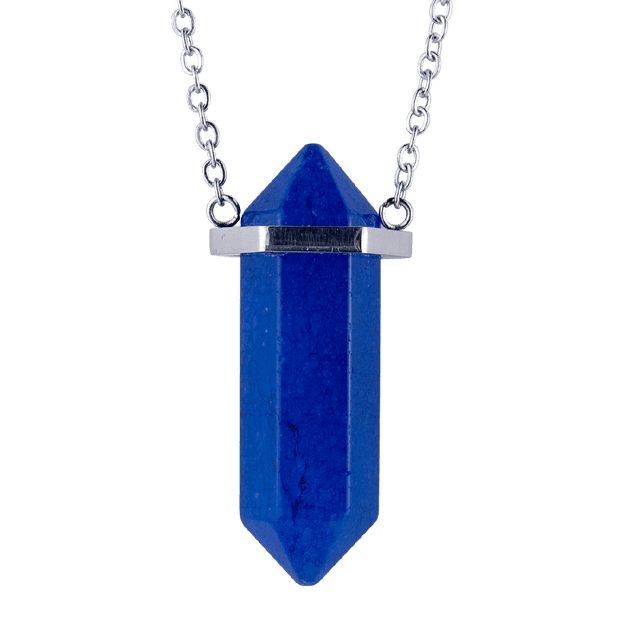 Collar Hombre LUCKMAN Cadena de Acero Inoxidable Dije de Mármol Blanco u Obsidiana Negra o Azul Modelo Vince UNITALLA
