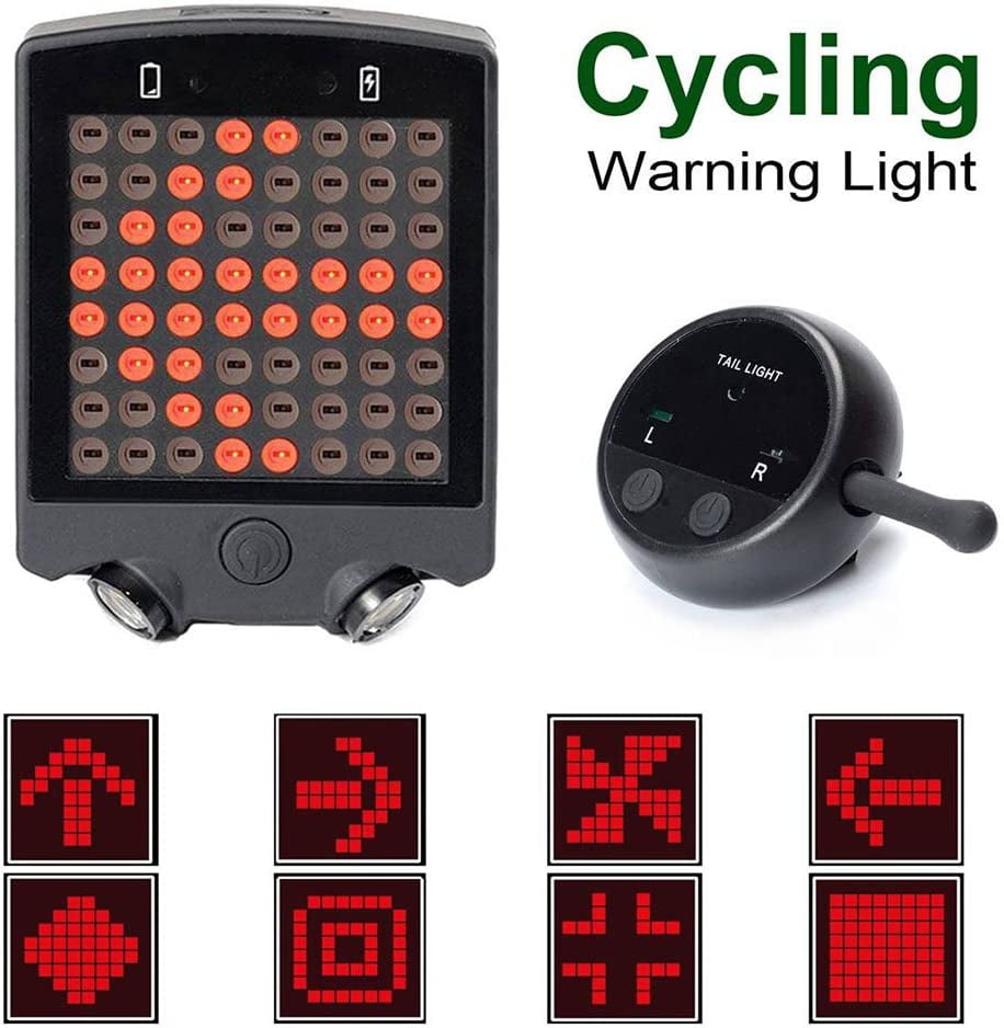USB Rechargeable Bicycle Warning Bike Rear Light Wireless Remote Turn Signal LED 
