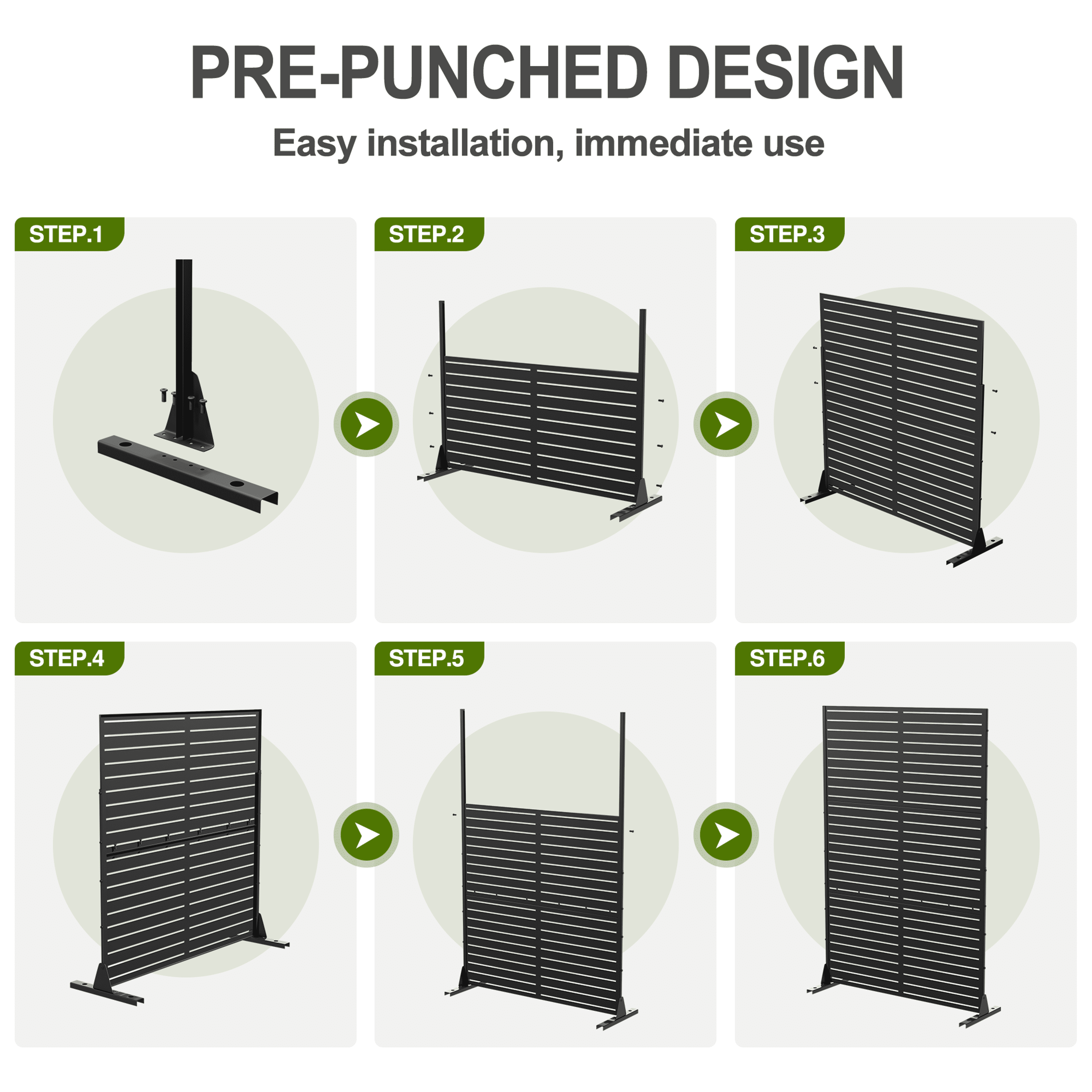 MAYEERTY 72"x47"x16" Outdoor Privacy Screen with Stand Metal Balcony Decorative Screen,Brown