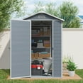 thumbnail image 6 of 4x6 FT Outdoor Storage Shed with Floor, Resin Tool Shed with Window and Air Vent, Plastic Outdoor Storage Shed for Backyard Garden Patio Lawn, Grey, 6 of 7