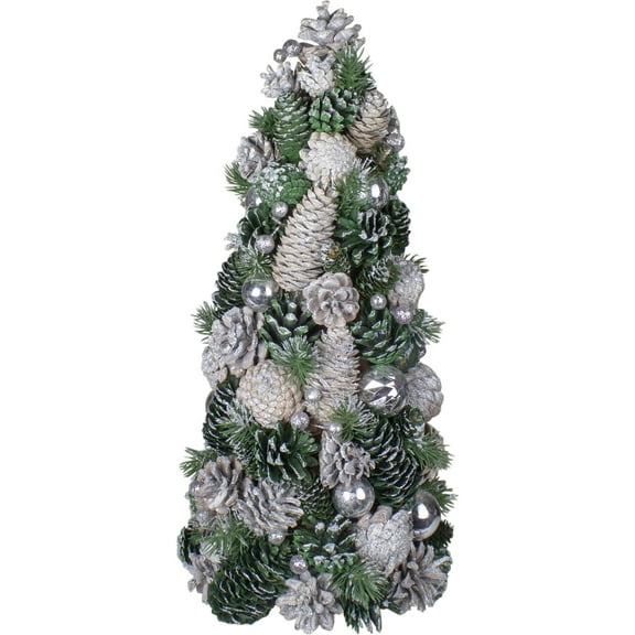 Northlight Pinecone and Ornaments Glitter Cone Christmas Tree - 18"