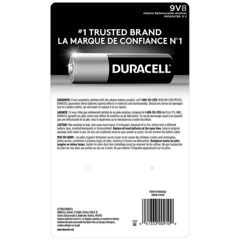 Duracell Plus 9V Alkaline MN1604 piles (lot de 10)