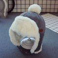 thumbnail image 2 of Kids Winter Ear Protection Hat Autumn Winter Children Lei Feng Hat with Fur Ball Decor Kids Outdoor Riding Hat with Ear, 2 of 5