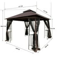 thumbnail image 4 of 10' x 10' Outdoor Canopy Gazebo With Ventilated Double Roof And Mosquito net,Brown, 4 of 6