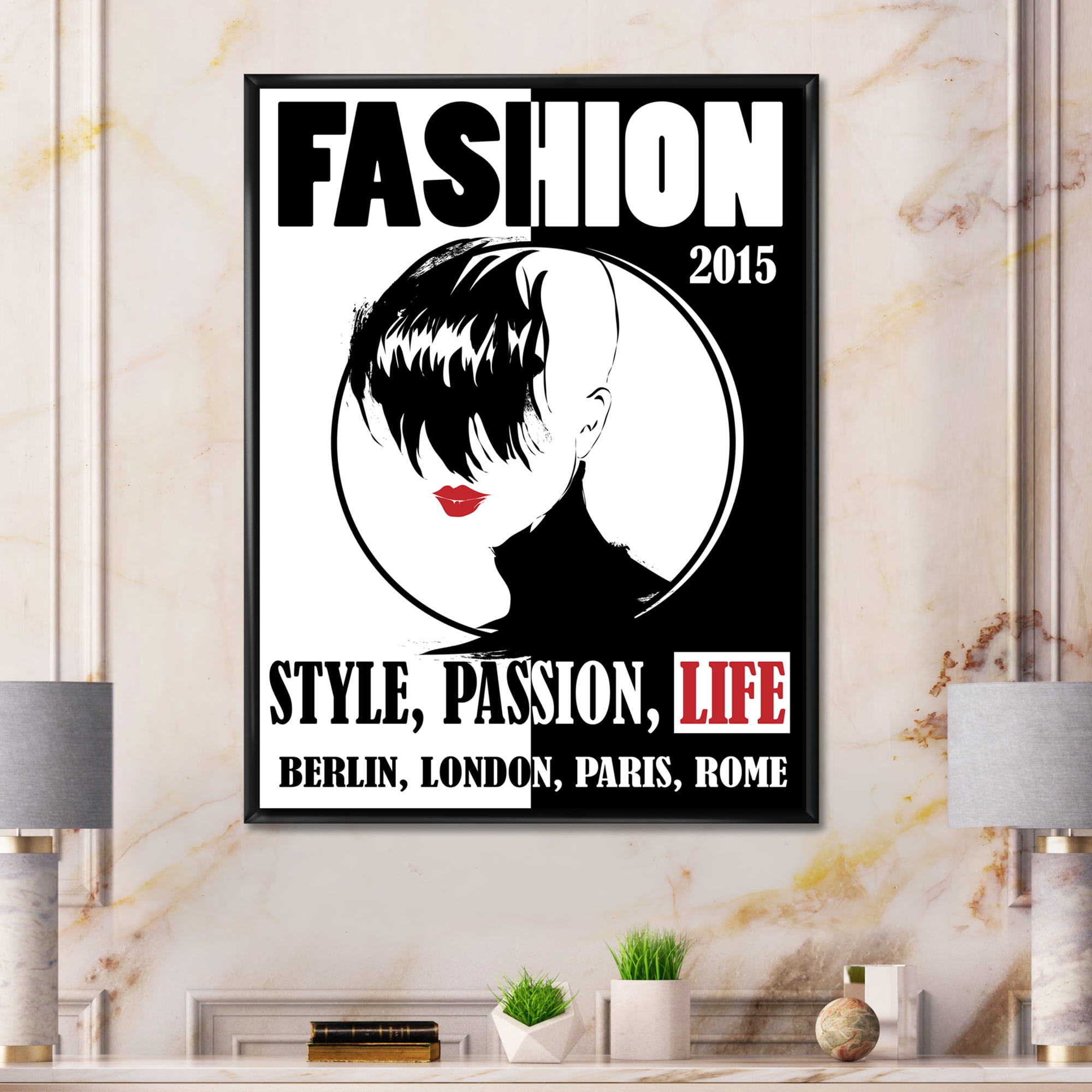 Designart 'Style Passion Life Fashion Woman III' Vintage Framed Canvas Wall Art Print