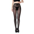 thumbnail image 1 of Jalioing Collants Taille Haute pour Femmes, Dentelle Résille Florale, Bas Résille à Motifs, Panty Résille pour Femmes, 1 of 2