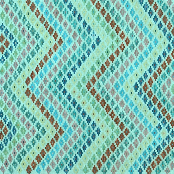 Ahgly Company Indoor Square Abstract Light Blue Contemporary Area Rugs, 7' Square