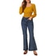 thumbnail image 2 of Blusa semi-translúcida con cuello de volantes de puntos suizos INSPIRE CHIC para mujer, color amarillo, talla S, 2 of 6