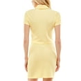 thumbnail image 2 of ULTRA FLIRT Womens Yellow Stretch Textured Short Sleeve Point Collar Above The Knee Party Body Con Dress L, 2 of 7