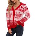 thumbnail image 1 of VENTELAN Classic Cardigan Ugly Christmas Sweaters for Women V Neck Button Down Sweater with Fun Patterns and Animals,S-2XL, 1 of 7