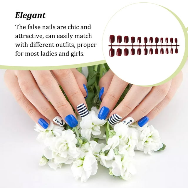 Langgg Nail Art Delicate Removable Artificial Tips Extension Fingernails Fashion Wraps Manicure Tools Decoration for Girls Type 1 Type 35