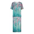 thumbnail image 7 of Haivin Women's Printed Pajama Set, Round Neck Short Sleeve Top and Capri Pants, Casual Comfortable for Home Sleep and Lounge, 7 of 7