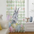 thumbnail image 5 of Easter Sheer Curtains 108" Extra Long, Spring Rabbit Eggs Botanical Floral Green Lattice Light Filering Curtains, Privacy Drapes Simi Floor to Veiling Curtain for Living Room Large Window Treatment, 5 of 9