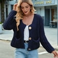 thumbnail image 2 of Women'S Long Sleeve Cropped Knit Cardigan 2025 Casual Button Down Crochet Sweater Tops with Pockets Tibet S, 2 of 7