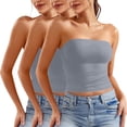 thumbnail image 1 of Blusa informal de verano sin tirantes de color liso para mujer, 3 piezas, de poliéster, 1 of 6