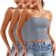thumbnail image 1 of Blusa informal de verano sin tirantes de color liso para mujer, 3 piezas, de poliéster, 1 of 6