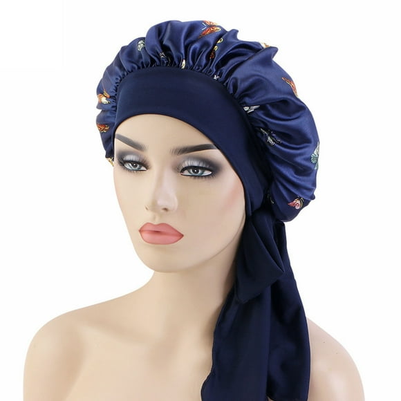 Women Head Hat Cap Hair Turban Head Wrap Turban Hats Bath Shower Cap Bathing Hat Hair Protection Shower Caps Nightcap Heardband Heardband for Women Blue